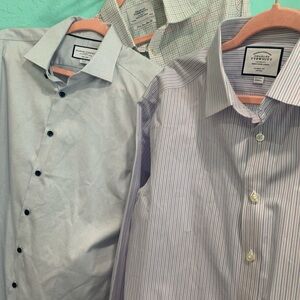 Charles Tyrwhitt Bundle Men's Striped Dress Shirt 16.5/ 35 inches classic plaid